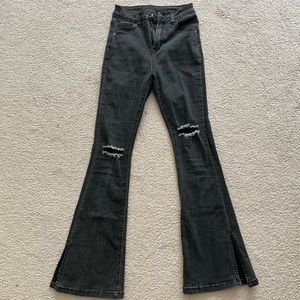 SHEIN high waist ripped flare leg jeans